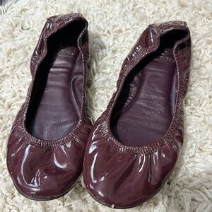 Tory Burch Patent Leather Burgundy Ballet Flats